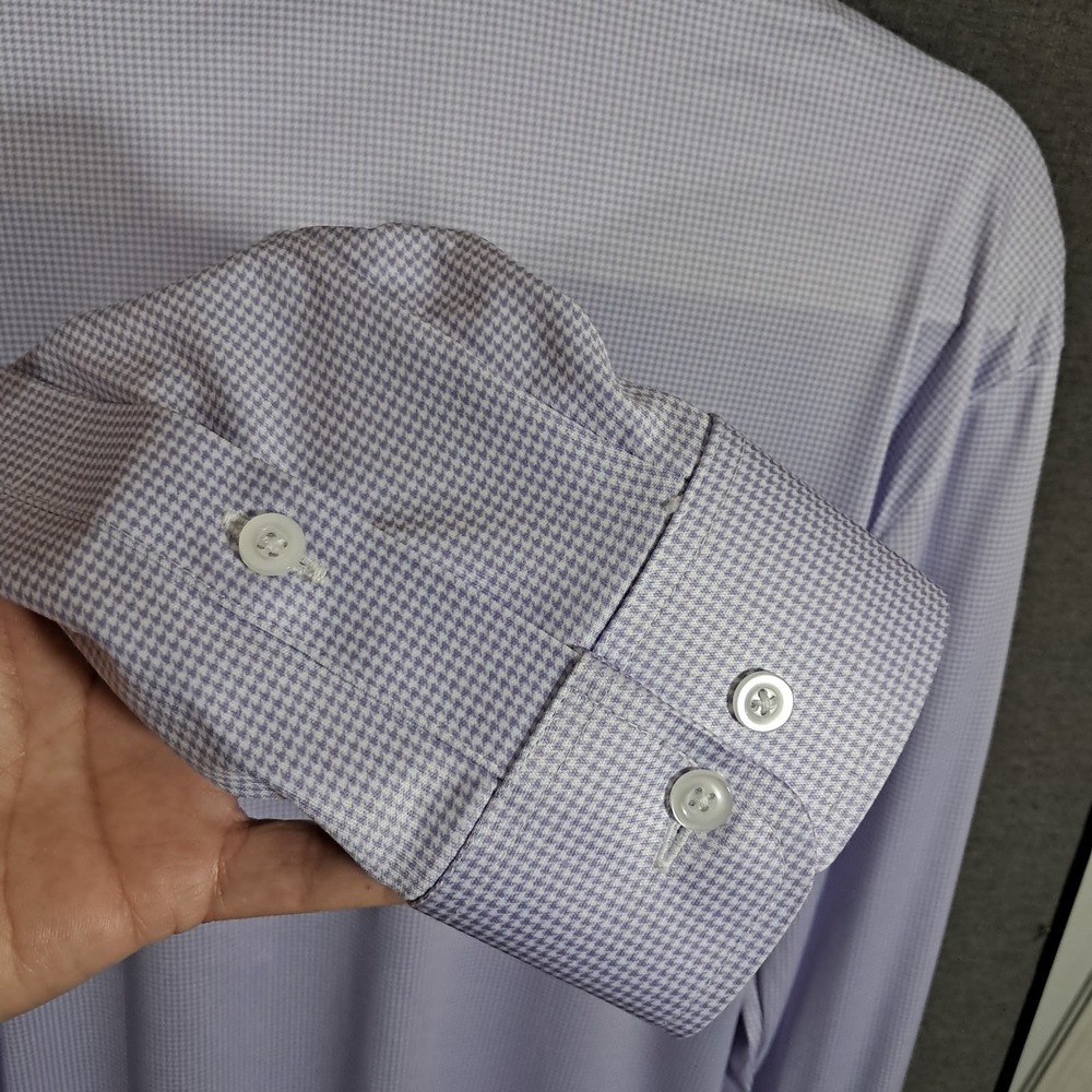 Collars & Co Quattro Flex Dress Shirt Long Sleeve Men Small Lavender Houndstooth - Picture 14 of 16